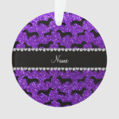 Persoonlijke benaming indigo paarse glitter dachsh ornament (voorkant)
