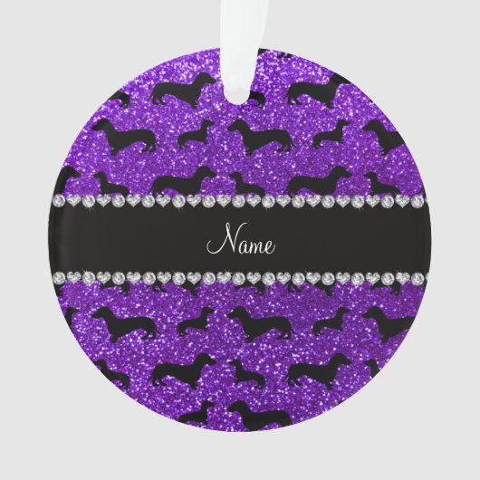 Persoonlijke benaming indigo paarse glitter dachsh ornament (voorkant)