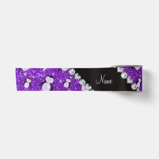 Persoonlijke benaming indigo paarse glitter pingui satijnen lint