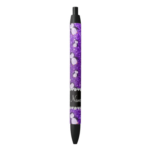 Persoonlijke benaming indigo paarse glitter pingui zwarte inkt pen (Voorkant Verticaal)