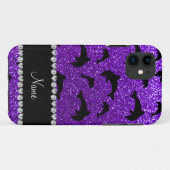 Persoonlijke benaming indigo paarse glitterdolfijn Case-Mate iPhone case (Achterkant (horizontaal))