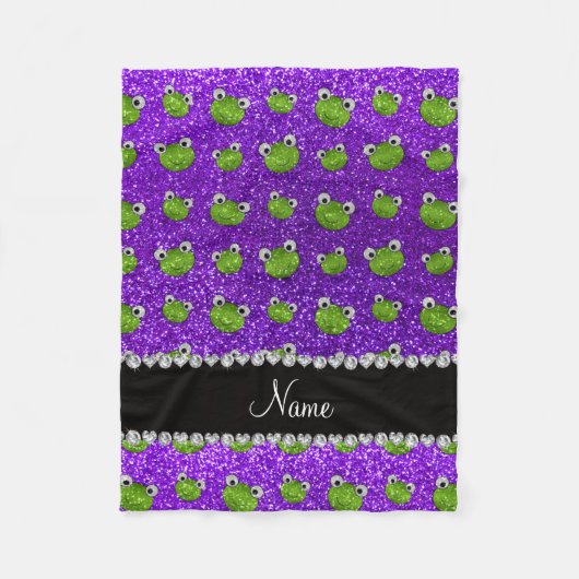 Persoonlijke benaming indigo paarse glitterkikkers fleece deken (Voorkant)