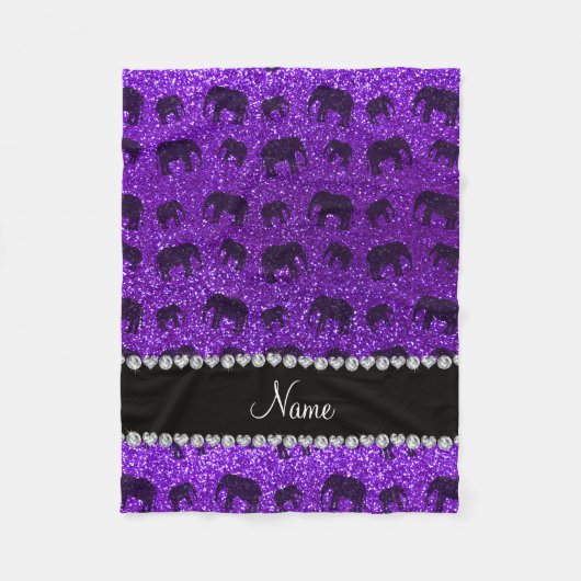 Persoonlijke benaming indigo paarse glitterolifant fleece deken (Voorkant)