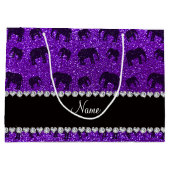 Persoonlijke benaming indigo paarse glitterolifant large cadeautasje (Achterkant)