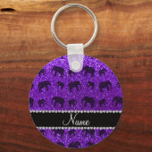 Persoonlijke benaming indigo paarse glitterolifant sleutelhanger (Voorkant)