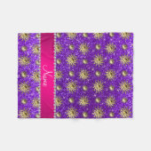 Persoonlijke benaming indigo paarse goudzonnen fleece deken (Voorkant (Horizontaal))