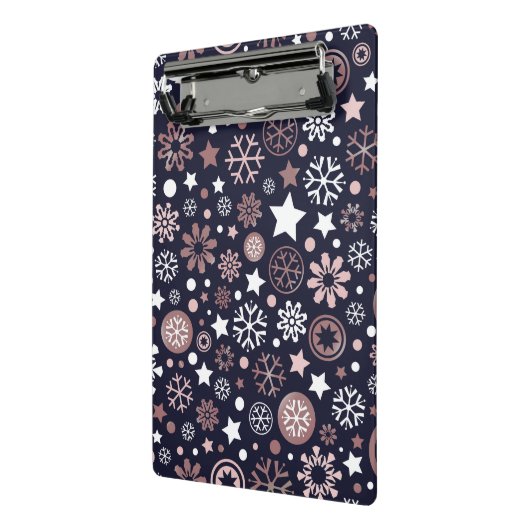 Persoonlijke benaming kerstmis roze goudsneeuw mini klembord (Angled2)