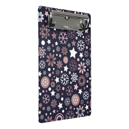 Persoonlijke benaming kerstmis roze goudsneeuw mini klembord (Schuin)