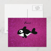 Persoonlijke benaming killerwalvis roze glitter briefkaart (Voorkant / Achterkant)