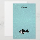 Persoonlijke benaming killerwalvis turquoise glitt briefpapier (Voorkant / Achterkant)