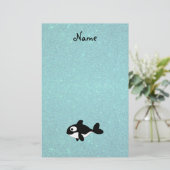 Persoonlijke benaming killerwalvis turquoise glitt briefpapier (Staand voorkant)