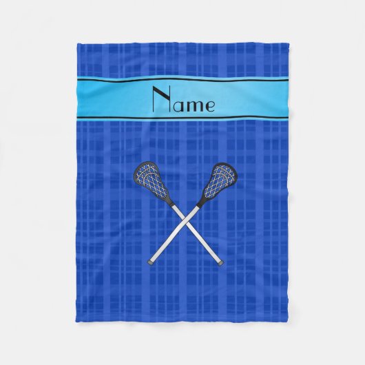 Persoonlijke benaming lacrosse blue plaid fleece deken (Voorkant)