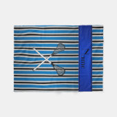 Persoonlijke benaming lacrosse blue zilverstrepen fleece deken (Voorkant (Horizontaal))