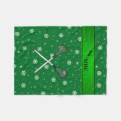 Persoonlijke benaming lacrosse groene sneeuwvlokke fleece deken (Voorkant (Horizontaal))