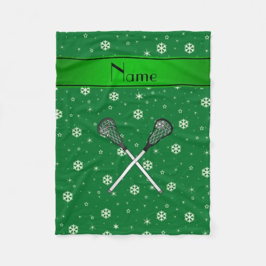 Persoonlijke benaming lacrosse groene sneeuwvlokke fleece deken (Voorkant)