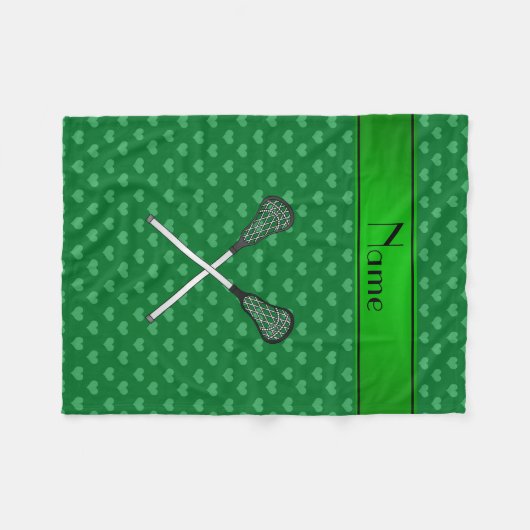 Persoonlijke benaming lacrosse sticks groene harte fleece deken (Voorkant (Horizontaal))