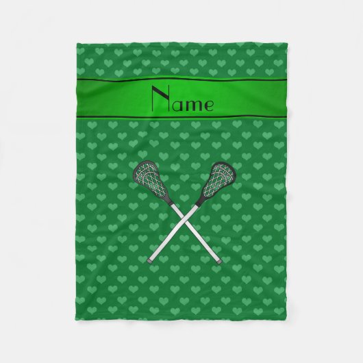 Persoonlijke benaming lacrosse sticks groene harte fleece deken (Voorkant)
