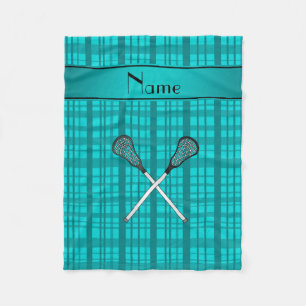 Persoonlijke benaming lacrosse turquoise plaid fleece deken
