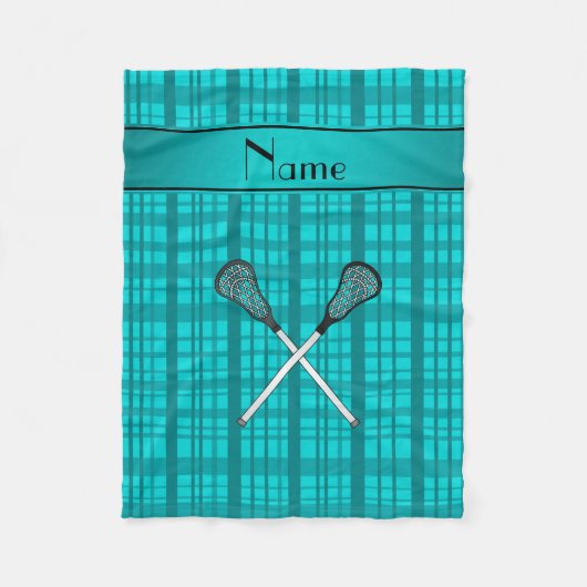 Persoonlijke benaming lacrosse turquoise plaid fleece deken (Voorkant)