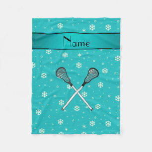Persoonlijke benaming lacrosse turquoise snowflake fleece deken