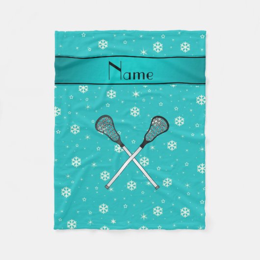 Persoonlijke benaming lacrosse turquoise snowflake fleece deken (Voorkant)