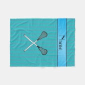 Persoonlijke benaming lacrosse turquoise stripes fleece deken (Voorkant (Horizontaal))