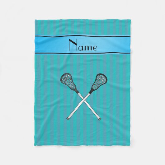Persoonlijke benaming lacrosse turquoise stripes fleece deken (Voorkant)