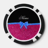 Persoonlijke benaming neon hot roze glitter blue b pokerchips (Achterkant)