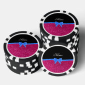 Persoonlijke benaming neon hot roze glitter blue b pokerchips (Opstapeling)