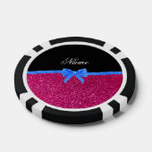 Persoonlijke benaming neon hot roze glitter blue b pokerchips (Enkel)