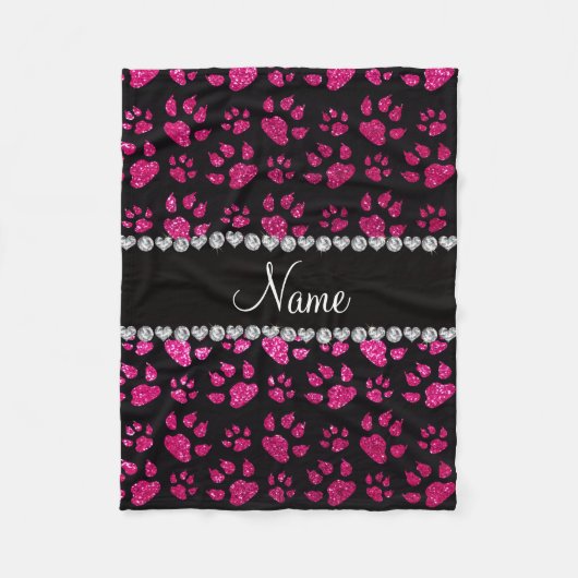 Persoonlijke benaming neon hot roze glitter cat pa fleece deken (Voorkant)