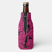 Persoonlijke benaming neon hot roze glitter mermai flesjeskoeler (Fles Achterkant)