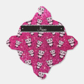 Persoonlijke benaming neon hot roze glitter pandas bedankdoosjes (Uitgevouwen)
