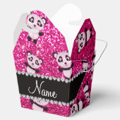 Persoonlijke benaming neon hot roze glitter pandas bedankdoosjes (Geopend)