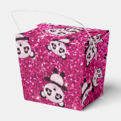 Persoonlijke benaming neon hot roze glitter pandas bedankdoosjes (Achterkant)