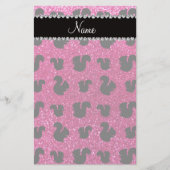 Persoonlijke benaming neon hot roze glitter squirr briefpapier (Voorkant)