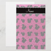 Persoonlijke benaming neon hot roze glitter squirr briefpapier (Voorkant / Achterkant)