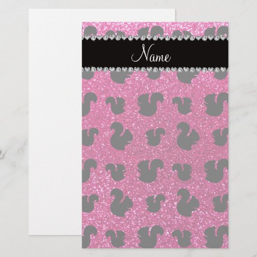 Persoonlijke benaming neon hot roze glitter squirr briefpapier (Voorkant / Achterkant)