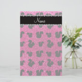 Persoonlijke benaming neon hot roze glitter squirr briefpapier (Staand voorkant)