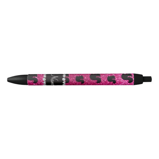 Persoonlijke benaming neon hot roze glitter squirr zwarte inkt pen (Voorkant)