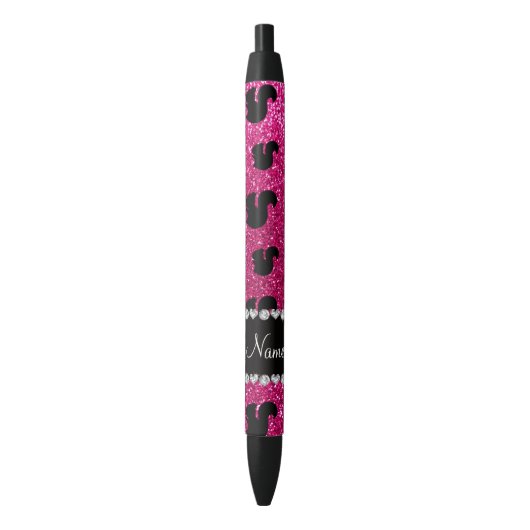 Persoonlijke benaming neon hot roze glitter squirr zwarte inkt pen (Voorkant Verticaal)