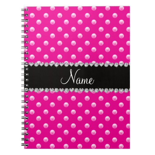 Persoonlijke benaming neon hot roze parels notitieboek (Voorkant)
