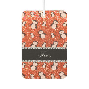 Persoonlijke benaming neon oranje glitter pinguins luchtverfrisser