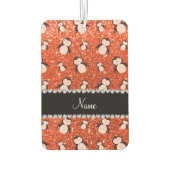 Persoonlijke benaming neon oranje glitter pinguins luchtverfrisser (Achterkant)