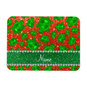 Persoonlijke benaming neon oranje glitter zee magneet