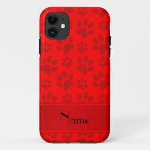 Persoonlijke benaming neon red dog paws Case-Mate iPhone case