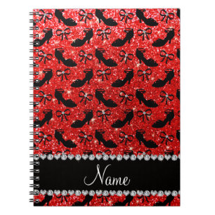 Persoonlijke benaming neon red glitter fancy schoe notitieboek