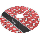Persoonlijke benaming neon red glitter pinguins ig kerstboom rok (Gekanteld)