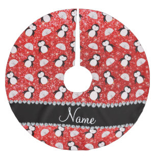 Persoonlijke benaming neon red glitter pinguins ig kerstboom rok