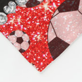 Persoonlijke benaming neon red glitter soccer fleece deken (Hoek)